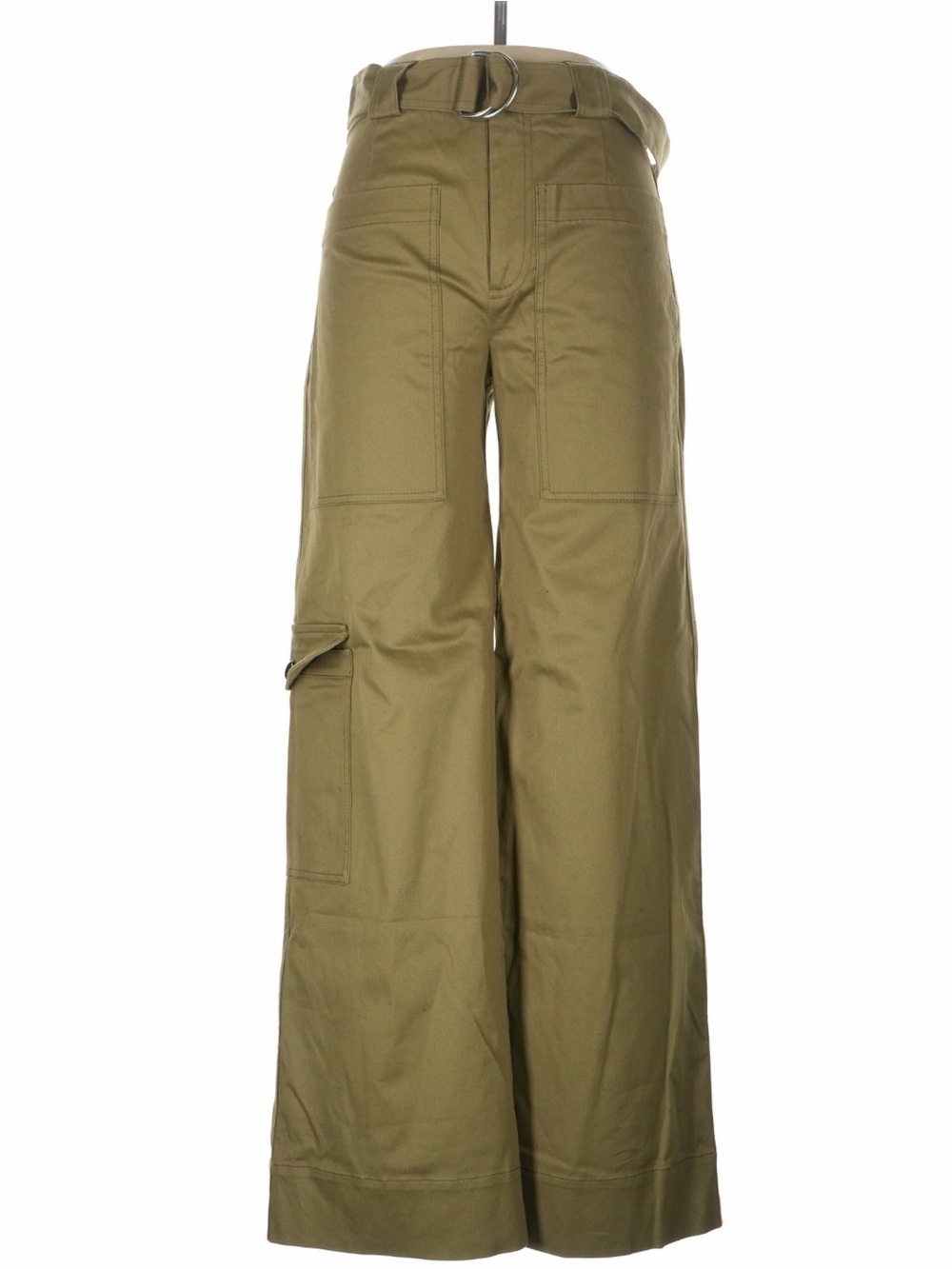 Proenza Schouler Olive Green Wide-Leg Cargo Pants with Belt